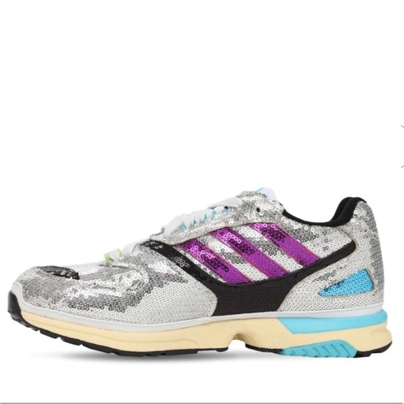 ADIDAS ORIGINALS ZX 4000 SEQUINED SNEAKERS size 7 sparkle sequin phish holiday - Picture 4 of 11